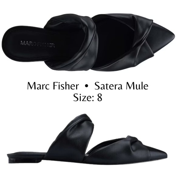 Marc Fisher Shoes - Marc Fisher Women's Black Slip-On Pointed-Toe Satera Mule 0.5' Heel SZ 8 EUC $80